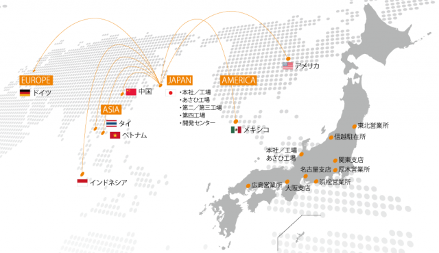 世界中にある高松機械の営業・サービス拠点